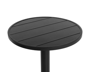 Sunpan Merano Bistro Table - Modern Round Design In Black Powder-coated Aluminium With Slatted Top Black Aluminum 111863