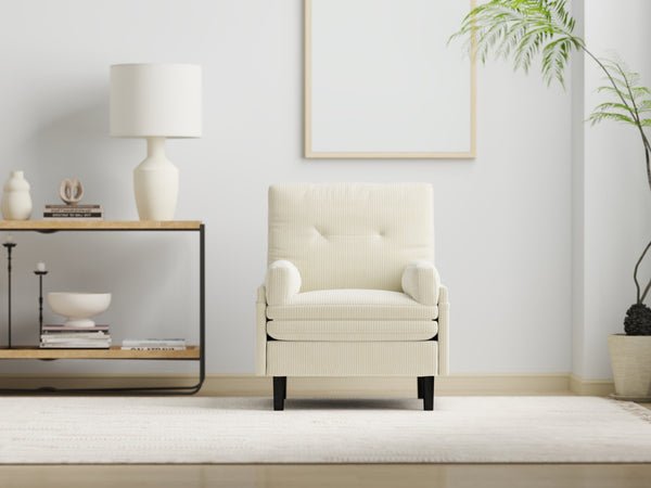 English Elm Ivory Multi-Functional Adjustable Sofa - Stylish Loveseat, Recliner & Cozy Guest Bed Solution W570P195334