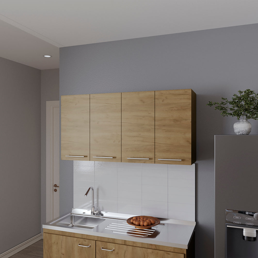 English Elm Kitchen Cabinet Durham Macadamia Beige Wall-Mounted 4-Door Engineered Wood 47.2x23.6x13.1 Easy Assemble Durable B092P309165