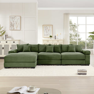 English Elm 130" Oversized Cloud L-Shape Sectional Couch - Soft Corduroy, Ergonomic Design & Modular Ottoman Included W714S01333