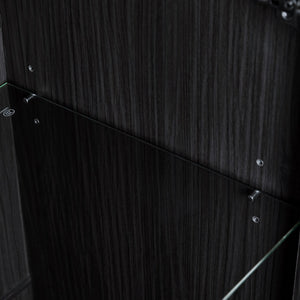 English Elm 60'' Tall Display Cabinet with LED Lighting, Tempered Glass Doors, 4 Adjustable Shelves & Drawers Black N845P261801B