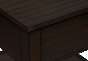 English Elm Accent Square Two-Tier Table with Grooved Top and Turned Legs, Compact Nightstand with Shelf, Brown Veneer Walnut 28 L x 25 W x 8 H B2710P219483