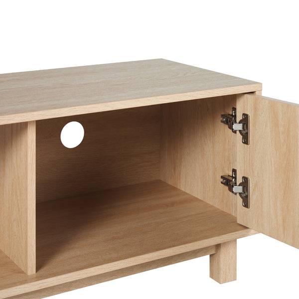 English Elm Walker Edison - Modern Fluted-Door TV Stand Coastal Oak — Minimalist Low-Profile MDF, Warp-Resistant, 65" TV Ready B185P168975