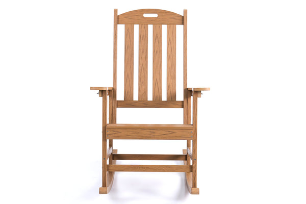 English Elm Rocking all-weather outdoor lounge chair in wood-look HIPS with 304 stainless accents, durable comfort Teak W2085P363934