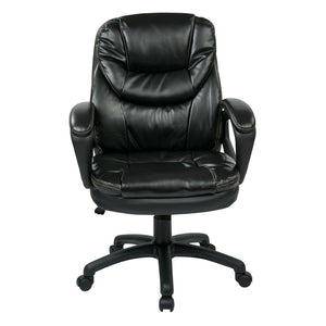 OSP Home Furnishings Faux Leather Executive Office Chair with Lumbar Support and Ergonomic Tilt Control Black FL660-U6
