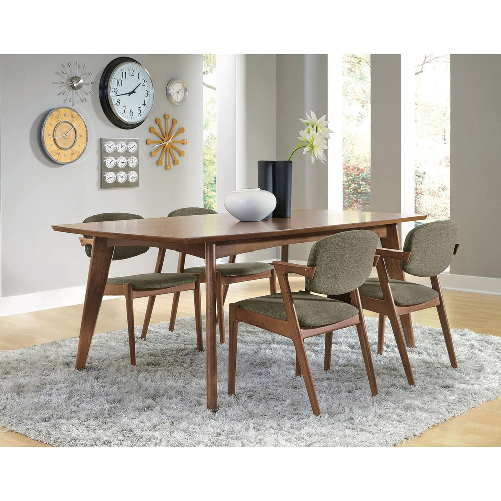 English Elm Marcella Mid-Century Dark Walnut 5-Pc Dining Set with Plush Upholstered Brown Chairs, Sleek Legs B062S00884