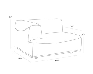 Sunpan Darren Modular Sectional - Creative and Stylish Seating Solution for Modern Living Spaces Today! Left Armchair - 42.5W x 38D x 26H