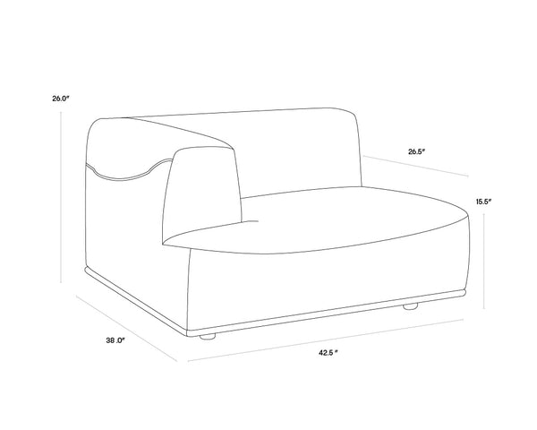 Sunpan Darren Modular Sectional - Creative and Stylish Seating Solution for Modern Living Spaces Today! Left Armchair - 42.5W x 38D x 26H