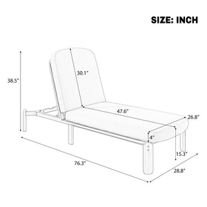 English Elm Outdoor Acacia Wood Chaise Lounge Reclining Patio Chair with Cushion for Poolside Grey N719P445623A