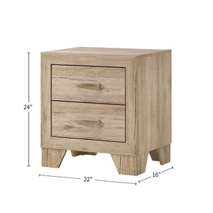 English Elm 2 Drawer Wood Nightstand with Tapered Legs and Natural Finish for Modern Bedrooms B016P256426