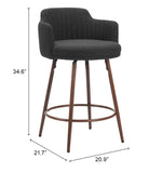 Kono Swivel Counter Stool - Set of 2 Black & Walnut 110375 Zuo Modern