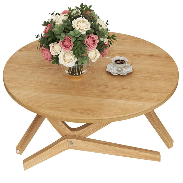 English Elm Round Solid Rubberwood Adjustable Height Coffee Cocktail Table for Modern Living Rooms N735P369877N