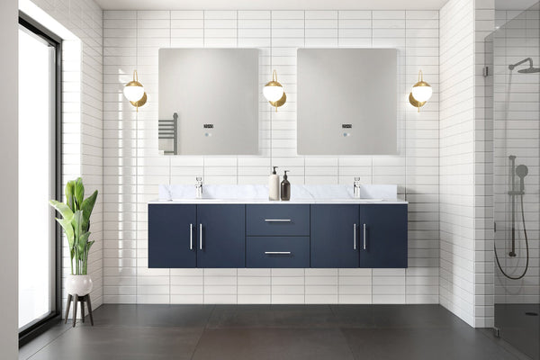 English Elm Navy Double Bath Vanity 72" W x 22" D – Solid Wood Frame, Soft-Close Drawers, Ample Storage, Fully Assembled B2731P258514