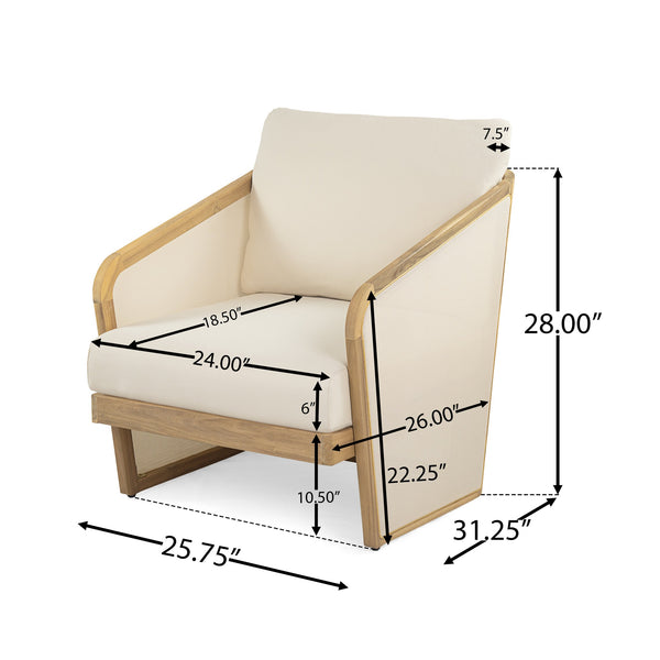 English Elm Christopher Knight Home® - Royal Wood Textilene Club Chair - Handcrafted Outdoor Seating With Cushioned Comfort & Durability N773P218355B
