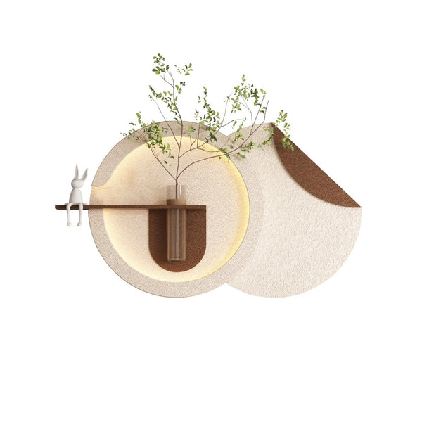 English Elm Adjustable Led Sandstone Double Disc Wall Sculpture with Botanicals for Living Room W2700P389345