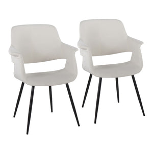 English Elm Vintage Glam/Art Deco Chair Set Of 2 In Cream Velvet & Black Metal - Stylish Comfort For Any Space B202P223673-GIGA