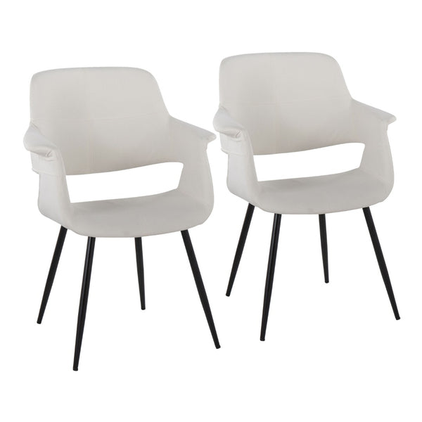 English Elm Vintage Glam/Art Deco Chair Set Of 2 In Cream Velvet & Black Metal - Stylish Comfort For Any Space B202P223673-GIGA
