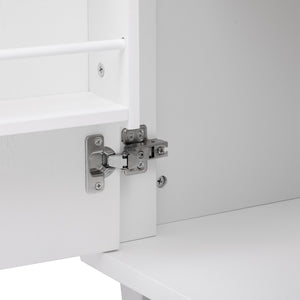 English Elm K&K 51" Fluted Kitchen Island with Waveform Panels, Drop Leaf, Rolling Cart with Towel Rack and Storage White N707P221446W