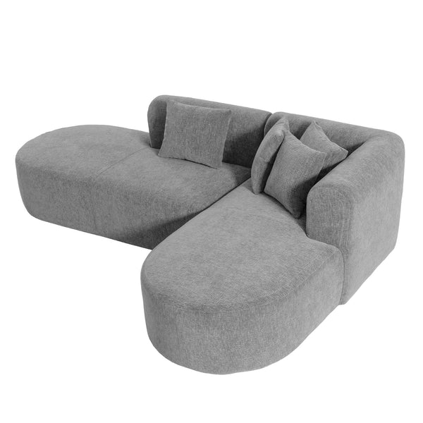 English Elm Christopher Knight Home® - Mirod Sectional Sofa with Chenille Upholstery, Tufted Curved Corner Design, Plush Foam & Springs Grey N760S0000039E