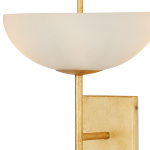 Follett Wall Sconce - Modern Gold Leaf Fixture with Elegant White Composite Bowls for Stunning Illumination