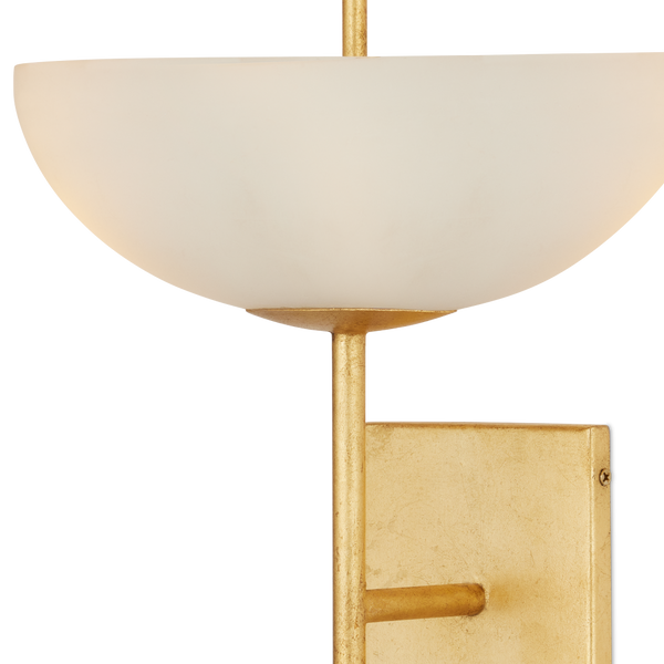 Follett Wall Sconce - Modern Gold Leaf Fixture with Elegant White Composite Bowls for Stunning Illumination