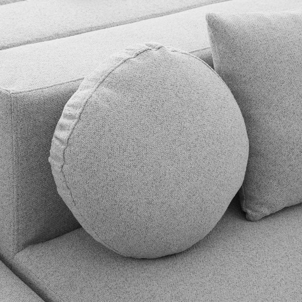 English Elm Boneless Modular Sectional Sofa with Curved Ends, Deep Bouclé Seating, Convertible Sofa Bed & Pillows for Living Room Grey N719S002120E