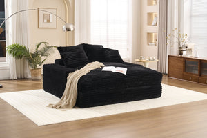 English Elm 028dr-oversized Corduroy Chaise Lounge Sleeper Chair Xxl Seat for Studio Living Black W527S00007