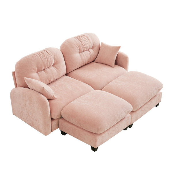 English Elm Cloud Sectional Sofa - Premium Chenille With Soft Pillows, Ergonomic Design, Tufted Backrest, Pink Elegance W714S01386