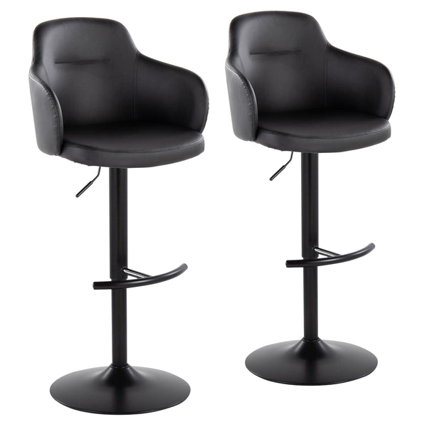 English Elm Boyne Adjustable Barstool Set Of 2 - Modern Swivel Design In Black Faux Leather & Sturdy Metal Base B202S00744