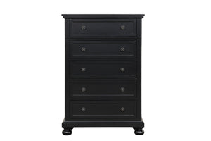 English Elm Meade Contemporary 5-Drawer Chest with Felt-Lined Top, Dovetail Construction & Wood Feet for Style Black 39.5 L x 53 W x 20.5 H B078P301544