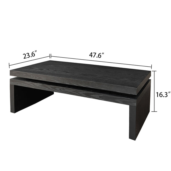 English Elm Modern Black Wood Coffee Table – Stylish Floating Design For Contemporary Living Spaces, 47.6" L W2729P198990