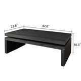 English Elm Modern Coffee Table, Black Wooden Coffee Table, Rectangle Cocktail Tea Table For Living Room, 47.6" L* 23.6" W * 16.3" H