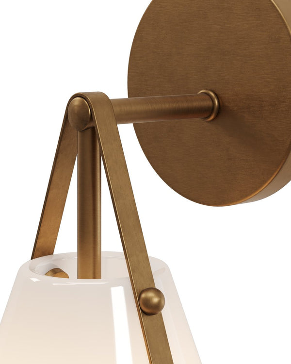 Currey & Company Bronwen Equestrian-inspired Brass Bath Wall Sconce With Dimmable Soft Glow And Modern Farmhouse Charm Gold Glass ,Metal 5800-0072-currey-company