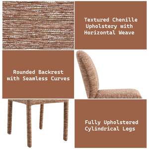 English Elm Lidi Brown Chenille Side Chair Set of 2 — Padded Fabric & Sponge Seats, 220lb Capacity, Modern Chic B2726P402034