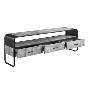 English Elm Modern Sleek TV Stand with Faux Concrete Top and Open Shelf Storage Minimalist Frame for Living Room Decor and Media Organization Black,Gray 17 L x 62.5 W x 11.5 H B2741P337175