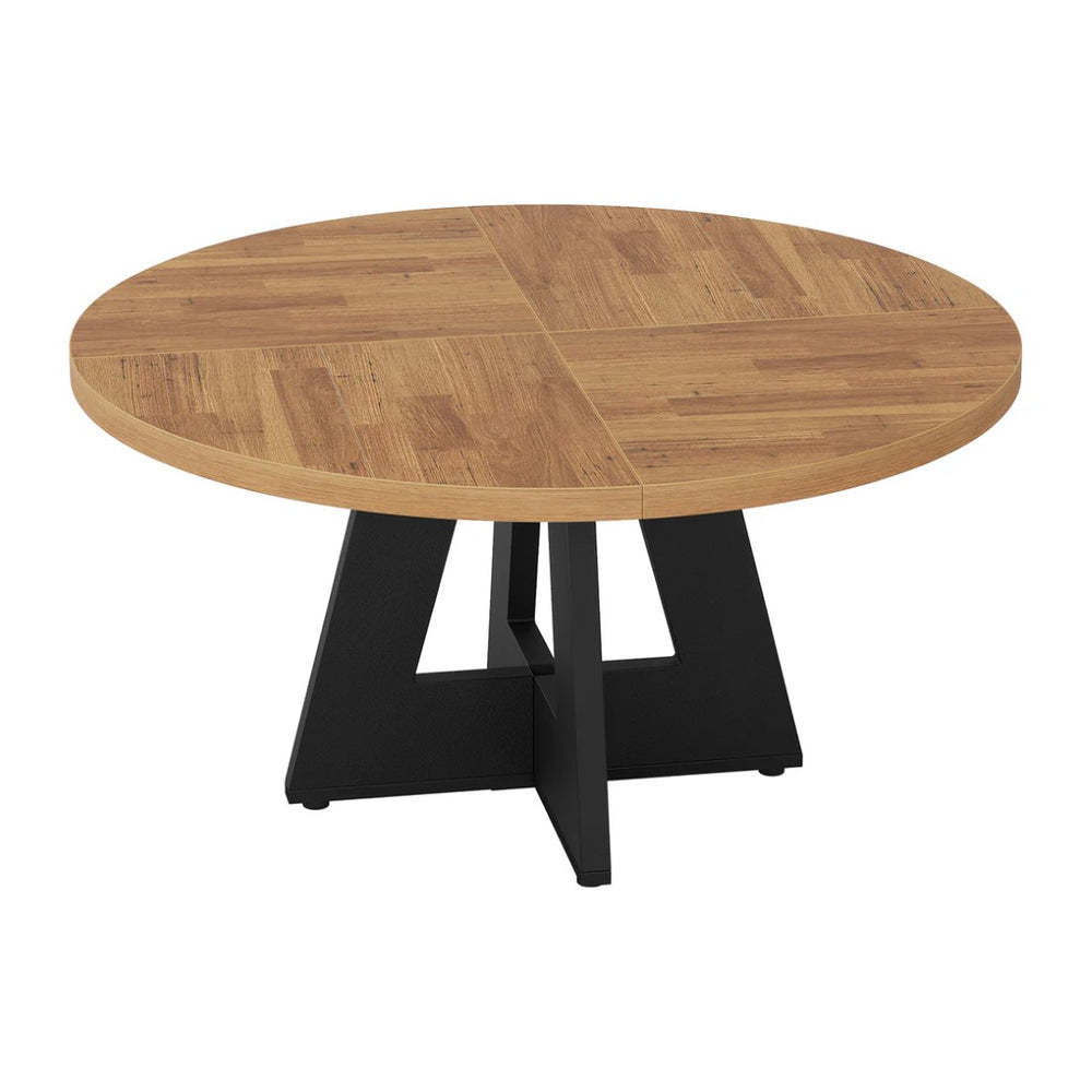 English Elm Round Farmhouse Dining Table Seats 4 Rustic Mdf Top with Scratch Resistant Finish T3971P470517
