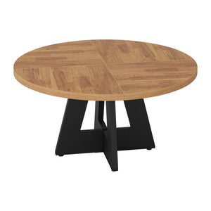 English Elm Round Farmhouse Dining Table Seats 4 Rustic Mdf Top with Scratch Resistant Finish T3971P470517