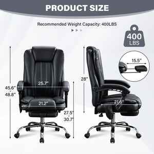 English Elm Massage Office Chair with Heat, 6 Vibration Points, Lumbar Support, Footrest, 400lb Capacity Recline W1521P299229