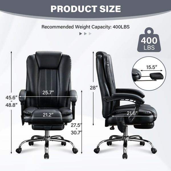 English Elm Massage Office Chair with Heat, 6 Vibration Points, Lumbar Support, Footrest, 400lb Capacity Recline W1521P299229