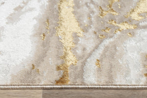 English Elm "Adina" Luxury Beige And Gold Area Rug - Modern Abstract Design For Elegant Living Spaces, 48”L B030P216156