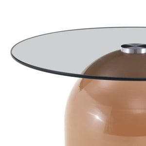 English Elm Nesting Coffee Tables Set of 2 Round Glass Top Steel Frame Living Room Accent W2920P438673