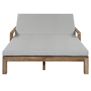 English Elm Trexm Solid Acacia Outdoor Daybed Farmhouse Slatted Frame with Adjustable Backrest TM000011AAE