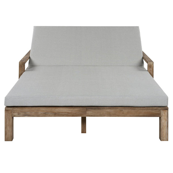English Elm Trexm Solid Acacia Outdoor Daybed Farmhouse Slatted Frame with Adjustable Backrest TM000011AAE