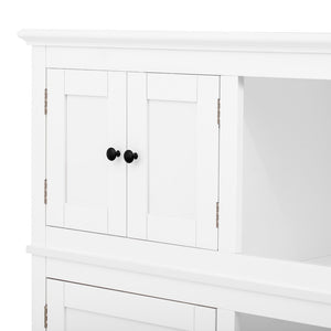 English Elm 3-in-1 Entryway Hall Tree with Cabinet Hooks Bench Drawers and Adjustable Shelving White SJ000160AAK