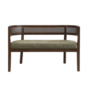 English Elm 47.5" Hand-woven Rattan Loveseat with Open Weave Back and Cushioned Two-seat Comfort Green,Walnut N771P381036L