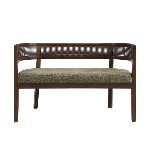 English Elm 47.5" Hand-woven Rattan Loveseat with Open Weave Back and Cushioned Two-seat Comfort Green,Walnut N771P381036L
