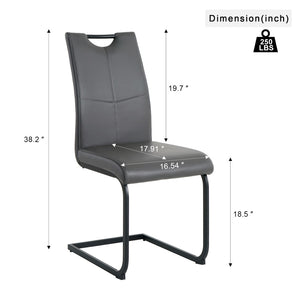 English Elm Modern White Pu Leather Dining Chairs with Black Metal Legs Ergonomic Set of 2 Charcoal+Grey W210P199090