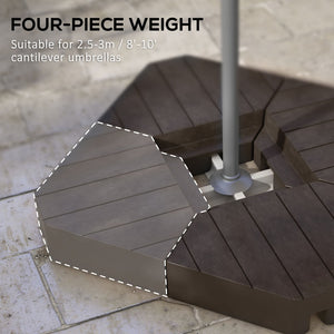 English Elm Outsunny 4-Piece Patio Umbrella Base Weight Set, Stylish Faux Wood Design With 176 Lb Capacity Sand W2225P174146-GIGA