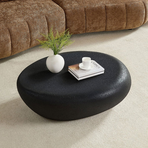 English Elm 43.31''fiberglass Organic Rock Shape Coffee Table Sculptural Matte Finish Living Room Accent W2582P427014