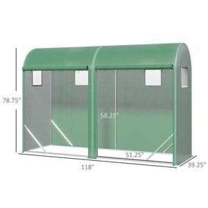 English Elm Greenhouse,walk-in Lean-to Steel Frame Garden Shelter with Mesh Vents and Uv Pe Cover T3971P422248